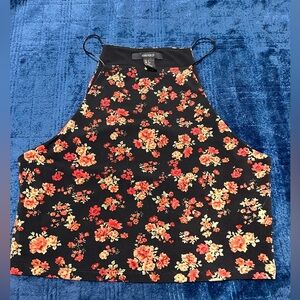 Forever 21 Floral Cropped Tank Top - Large